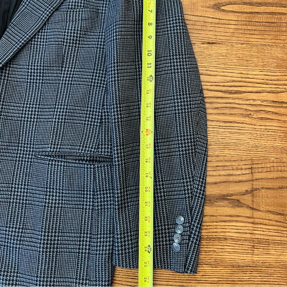 Vintage 80s Polo University Club Ralph Lauren Blue Herringbone Wool Blazer - Picture 9 of 12
